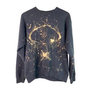 Comfort Wash Size M Black Ring Spun Cotton Blend Cosmic Mushroom Sweatshirt